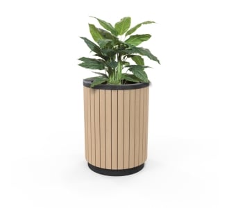 London Planter (Tall) - Wood Grain Aluminium (Blonde Oak) - (Powder Coated Black)