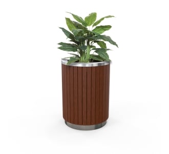 London Planter (Tall) - Merbau Hardwood (Stainless Steel)