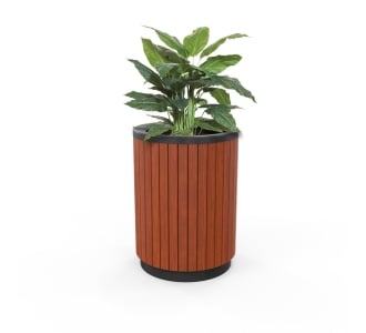 London Planter (Tall) - Wood Grain Aluminium (Western Red Cedar) - (Powder Coated Black)
