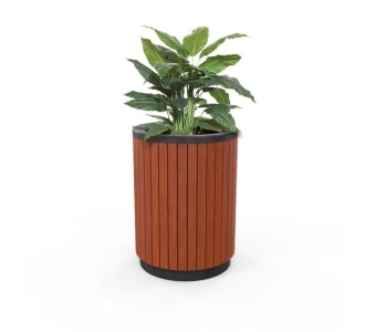 London Planter (Tall) - Wood Grain Aluminium (Western Red Cedar) - (Powder Coated Black)