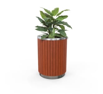 London Planter (Tall) - Wood Grain Aluminium (Western Red Cedar) - (Stainless Steel)