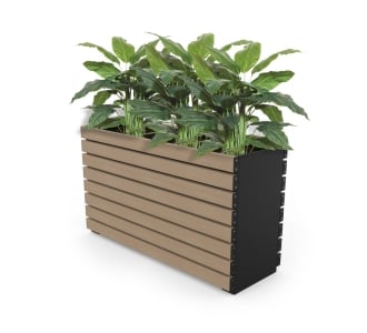 Barcelona Planter - Slimline Rectangular (Solid Ends) - Wood Grain Aluminium - Blonde Oak