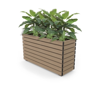 Barcelona Planter - Slimline Rectangular - Wood Grain Aluminium - Blonde Oak