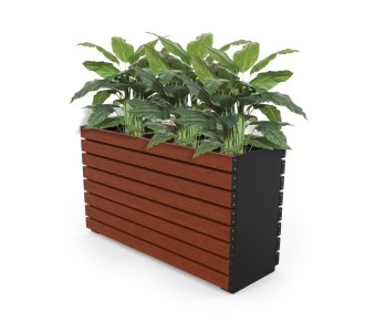Barcelona Planter - Slimline Rectangular (Solid Ends) - Wood Grain Aluminium - Western Red Cedar