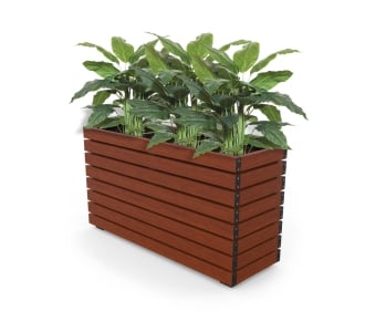 Barcelona Planter - Slimline Rectangular - Wood Grain Aluminium - Western Red Cedar