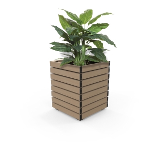 Barcelona Planter - Square - Wood Grain Aluminium - Blonde Oak