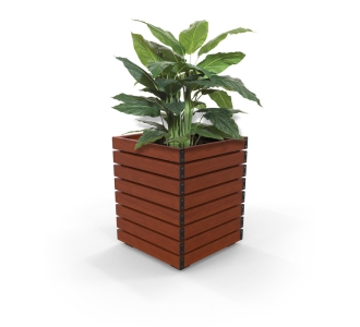 Barcelona Planter - Square - Wood Grain Aluminium - Western Red Cedar