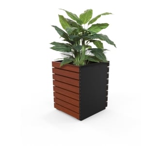 Barcelona Planter - Square (Solid Ends) - Wood Grain Aluminium - Western Red Cedar