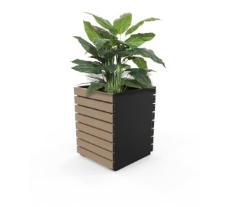 Barcelona Planter - Square (Solid Ends) - Wood Grain Aluminium - Blonde Oak