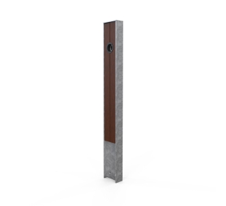 Berlin Bollard - In-Ground Galvanised - Slatted with Hole - Merbau Hardwood