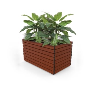 Barcelona Planter - Large Rectangular - Wood Grain Aluminium - Western Red Cedar