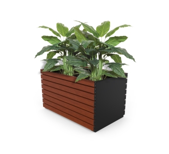 Barcelona Planter - Large Rectangular (Solid Ends) - Wood Grain Aluminium - Western Red Cedar