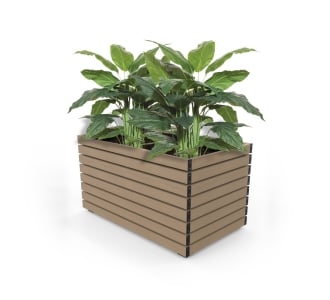 Barcelona Planter - Large Rectangular - Wood Grain Aluminium - Blonde Oak